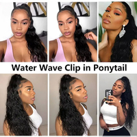 Extension de cheveux queue de cheval vague naturelle envelopper autour de 100% cheveux humains pince à cheveux humains dans la vague d'eau
