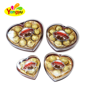 Bonbons au chocolat en forme de cœur, enveloppés de feuille d'or, croquants aux noisettes, en boîte transparente, vente en gros directe d'usine - Product Image 3