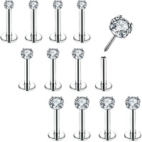 Prix de gros Gaby, barres en titane sans filetage G23, piercings corporels, boucles d'oreilles à dos plat, 18g, en titane, clous de labret, bijoux à poussoir