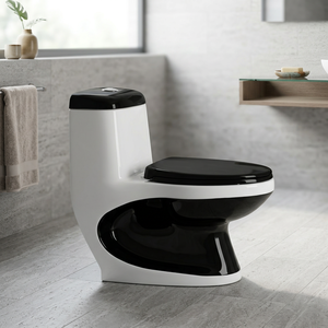 WC monobloc carré en céramique à poser au sol, cuvette de toilette à siphon, WC moderne pour salle de bain - Product Image 1