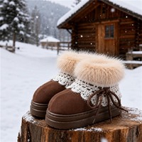 Nouvelles bottes de neige en fourrure pour femmes, bottes d'hiver épaisses à semelle épaisse, doublure en fourrure chaude, antidérapantes, chaussures d'extérieur