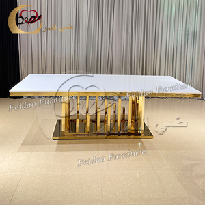 Juego de Comedor Rectangular de Lujo en Acero Inoxidable Dorado Moderno con 8 Sillas para Uso en Hoteles, Muebles para Comedor - Product Image 2