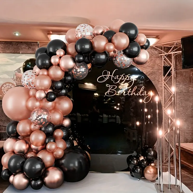 Venda quente 104 pçs ouro rosa preto balão garland arco kit aniversário festa de casamento decoração cena balões