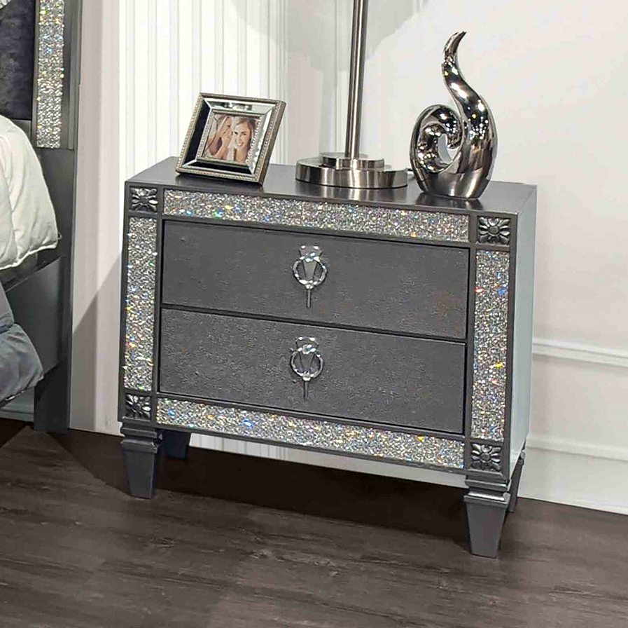 Gray + Engineered Wood + Solid Wood + Glam