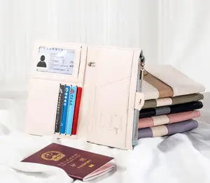 Vente en gros de couverture de passeport en cuir PU personnalisée, meilleur vendeur, portefeuille de voyage avec blocage RFID, porte-carte passeport