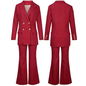 Pantaloni larghi bianchi da donna completi da lavoro 2 pezzi set doppiopetto professionale tailleur donna ufficio abito formale - Product Image 6