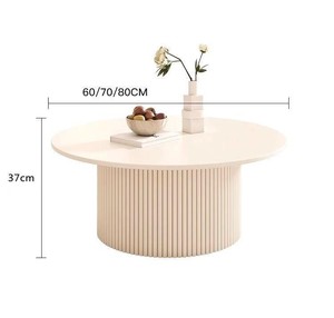 Mesa de Centro de Piedra, Mesa de Centro Redonda Compacta y Moderna Minimalista para Apartamentos Pequeños, Mesa Auxiliar de Perfil Bajo - Product Image 5