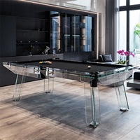 Table de billard en verre trempé 6 pieds, table de billard en ardoise, moderne, luxueuse, personnalisable, écologique, haut de gamme, pour la maison, la villa, le salon