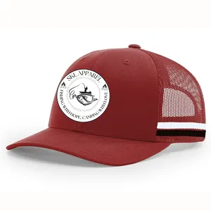 Hot Personalized Custom Stripe 5 Panel Red Trucker Hats