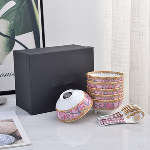 ชุดชามและช้อนเซรามิกหรูหราสไตล์ยุโรป - Product Image 1