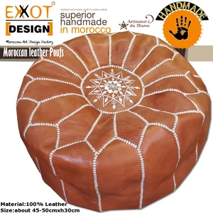 PUFs de cuero hechos a mano marroquí otomana - Product Image 4