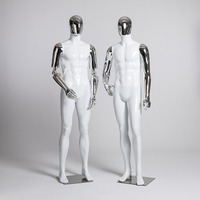 Mannequin Homme Corps Entier Réaliste Chromé Argenté pour Vitrine de Magasin de Vêtements Masculins