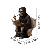 Figurine en résine BZY Grim Reaper assis sur les toilettes, décoration amusante pour la maison ou le bureau, cadeau artisanal amusant pour Halloween