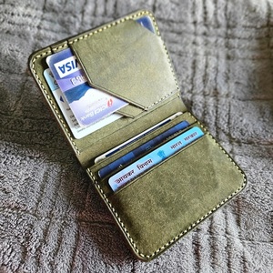 Green Leather Bifold <b>Wallet</b> Slim <b>Card</b> <b>Holder</b> Minimalist Pocket <b>Wallet</b> Durable Stylish Everyday Use for Men - Product Image 3