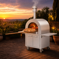 Four à pizza extérieur en acier inoxydable robuste, au bois et au charbon, avec tables latérales, pour restaurant