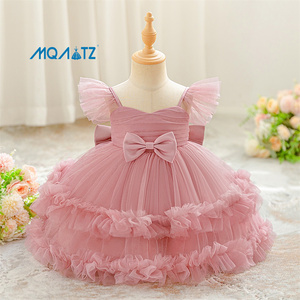 MQATZ Lo Último en <span class=keywords><strong>Ropa</strong></span> <span class=keywords><strong>de</strong></span> Bebé Vestido <span class=keywords><strong>de</strong></span> <span class=keywords><strong>Fiesta</strong></span> <span class=keywords><strong>de</strong></span> Cumpleaños o Graduación para Niñas Pequeñas con Volantes Rosados y Lazo Grande - Product Image 6