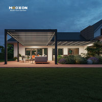 Mooxon Taille personnalisable 3X3 3X4 3X5 3X6 Usine Pergola d'extérieur à persienne motorisée en aluminium Pergola Bois avec système d'éclairage LED