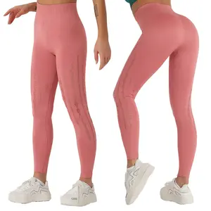Ladymate ODM/OEM Pantalones de yoga transpirables para mujer女士瑜伽裤网眼高腰打底裤无缝健身裤