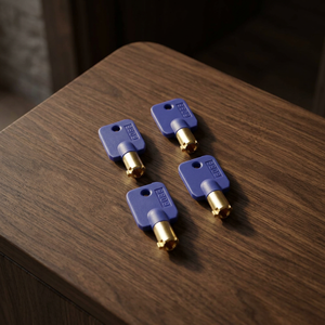 Serrures à clé anti-effraction pour jeux d'arcade # 6086 Ensemble de 4 accessoires neufs en alliage métallique bleu pour machine de divertissement, emballage compact - Product Image 3