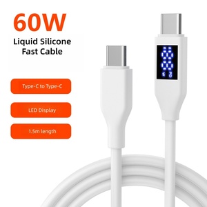สายซิลิโคน PD60W อ่อน USB C ตัวผู้ไปยัง USB C ตัวผู้20V3A LED สายข้อมูลสำหรับจอแสดงผลดิจิตอลสำหรับ <span class=keywords><strong>iPhone</strong></span> 17 16 15pro สูงสุด - Product Image 2