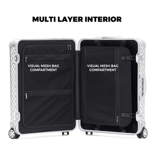 <span class=keywords><strong>Valise</strong></span> classique à carreaux de 26 pouces en alliage d'aluminium-magnésium, grande capacité, serrure TSA, roulettes silencieuses, étanche - Product Image 3