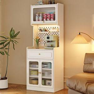 Solid Wood <b>Sideboard</b> Integrated Design Narrow Tall <b>Cabinet</b> With Drawers Modern Kitchen Storage For <b>Small</b> Apartments - Product Image 4