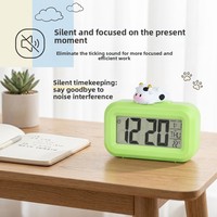 Réveil électronique multifonctionnel LCD à piles avec veilleuse, calendrier perpétuel, affichage de la température et design décontracté