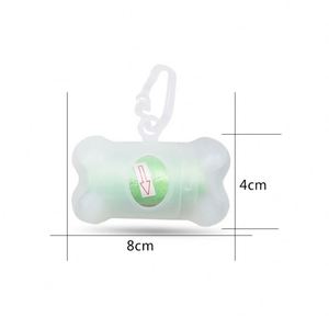 Distributeur de sacs à déjections canines transparents, portable, en forme d'os, avec logo personnalisé et clip pour utilisation en extérieur - Product Image 1