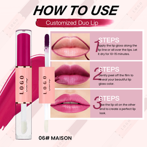 OEM/ODM 24h Wear Waterproof Smudge Resistant Kiss Proof Peel Off <b>Lip</b> Color Hydrate Shine Dual Head <b>Lip</b> Gloss <b>Lip</b> Oil - Product Image 3