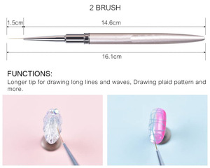 Nail Art Liner <b>Brush</b> Set Fine Tip Manicure Pen Synthetic Hair Metal Handle for Gel Polish Design - Product Image 2