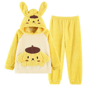 Nuovo <span class=keywords><strong>pigiama</strong></span> <span class=keywords><strong>invernale</strong></span> per bambini in pile di corallo da ragazza con cappuccio elastico in vita cartone animato traspirante e caldo vestito da casa - Product Image 5