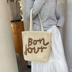 Hot Sale Custom Logo Large Capacity <b>Straw</b> Tote <b>Bags</b> Handmade Woven Beach <b>Bag</b> Water Resistant Open Closure Type for Summer Autumn - Product Image 5