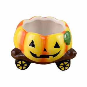 Maceta de Cerámica Esmaltada con Diseño de Calabaza de Halloween para <span class=keywords><strong>Cactus</strong></span> y Suculentas, para Jardín y Hogar - Product Image 6