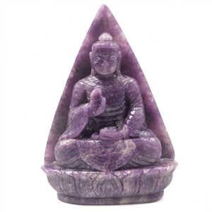 Buda de cristal de lepidolita - tallado artesanal del Sereno y Meditante Señor Buda - decoración de cristal para el hogar - 6.5 pulgadas y 0.95 kg - Product Image 2