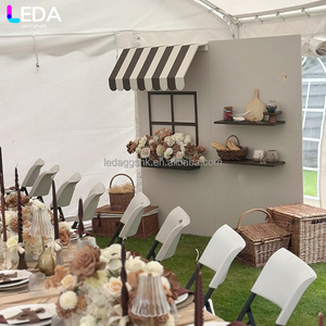 LEDA Modern Wedding <b>Party</b> Decoration Gray <b>Backdrop</b> Acrylic House-shaped Background Wall with Shelves - Product Image 4