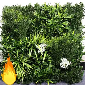 Uv מדורג מזויף דשא עלווה צמח קיר Monstera עלים טרופיים מלאכותיים ירוק קיר uv הוכחת אש הוכחת מלאכותי ירוק קיר