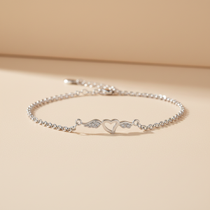 Pulsera <span class=keywords><strong>de</strong></span> Plata <span class=keywords><strong>de</strong></span> Ley 925 con Zirconia, Diseño <span class=keywords><strong>de</strong></span> Corazón y Alas, Estilo Moderno, para Mujer, Tipo Rosario, con Cadena <span class=keywords><strong>de</strong></span> Eslabones y Brazaletes - Product Image 3