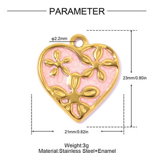Dijes de Corazones de Lujo en Acero Inoxidable 316L con Baño de Oro PVD de 14k/18k, Resistentes al Agua, para Fabricación de Joyería, Pulseras y Collares - Product Image 5