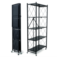 Étagère pliable robuste moderne à 5 niveaux avec roulettes pour la maison, la cuisine, le salon, le bureau, la vente en gros, l'usine, OEM, ODM