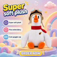 Peluche personnalisée pingouin aviateur, jouet en peluche pour enfants, poupée pingouin pilote avec lunettes et écharpe rouge