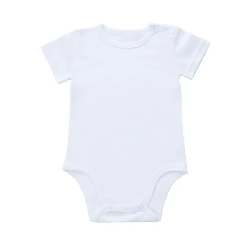 Sudadera de manga corta de color liso para bebé, pelele personalizado para recién nacido, color blanco, sublimación
