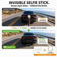 Support de voiture en aluminium à triple ventouse, perche à selfie invisible extensible pour Insta360 X4 X3, compatible Hero 13 12 11, pour rig vidéo de conduite