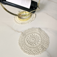 Cercle vintage dentelle tapis de Table avec trous brodés tasse caboteur pour photographie décoration doux coton Textile de maison