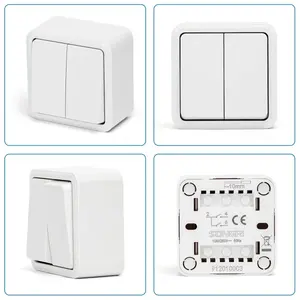 Interruttore da superficie bianco a 1 via e 2 tasti, ideale per controllare le luci in case e uffici. - Product Image 2