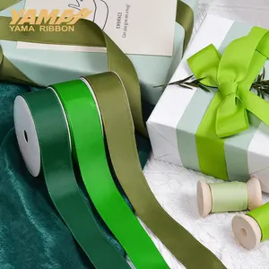 YAMA工厂价格25毫米1英寸库存销售聚酯纯色薄荷糖绿色罗缎丝带