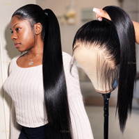 Perruque Lace Front en Cheveux Humains Vierges Naturels, Lisse Comme un Fil, Cuticules Alignées, Densité 180%, Dentelle Transparente HD Effet Peau, Qualité 12A