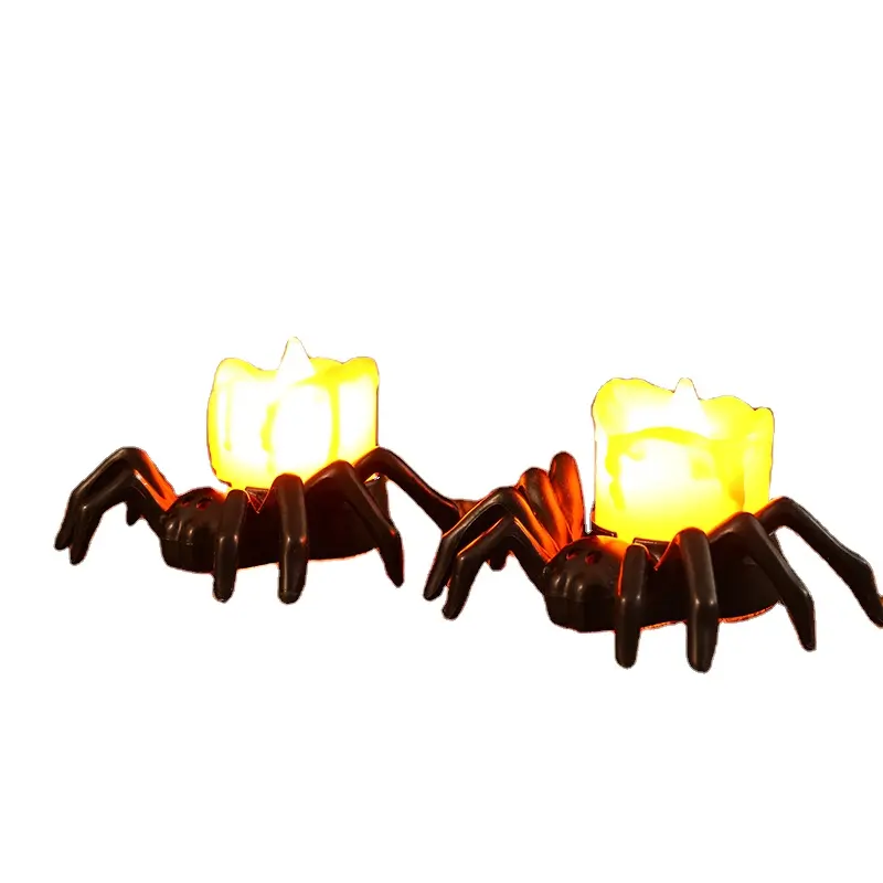 T1481 dekorasi lampu malam laba-laba lilin elektronik LED properti suasana lentera labu Halloween