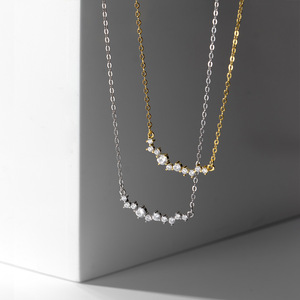 Grosir mode 925 perak murni kalung berlian perhiasan baris zirkon 18K kalung berlapis emas untuk wanita - Product Image 2