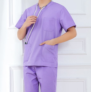 ชุดสครับพยาบาล ผ้าฝ้าย 100% คุณภาพสูง พร้อมปักโลโก้ กางเกงคาร์โก้ ชุดสครับสำหรับทำงานในโรงพยาบาลและชุดยูนิฟอร์มทางการแพทย์ - Product Image 5