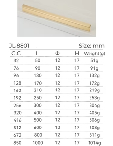 Poignée de tirage longue en laiton massif, minimaliste, durable et écologique pour armoire, <span class=keywords><strong>commode</strong></span> et tiroir - Product Image 2